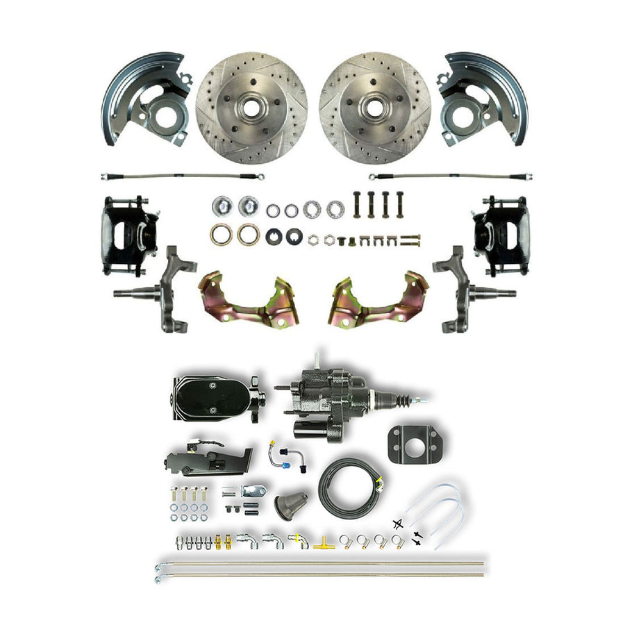 The Right Stuff 64-72 Chevelle/GM A-Body Black Hydraulic Brake Assist 2" Drop Front Disc Conv Blk Calipers - (AFXHB01DSY)