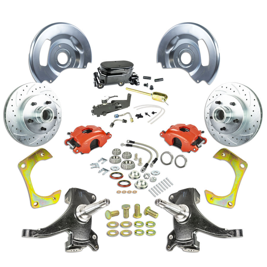 The Right Stuff 63-70 GM Truck & Sub, 2" Drop Std Front Disc Brake Kit, Blk Calipers Blk Upper - (TSD6315DZY)