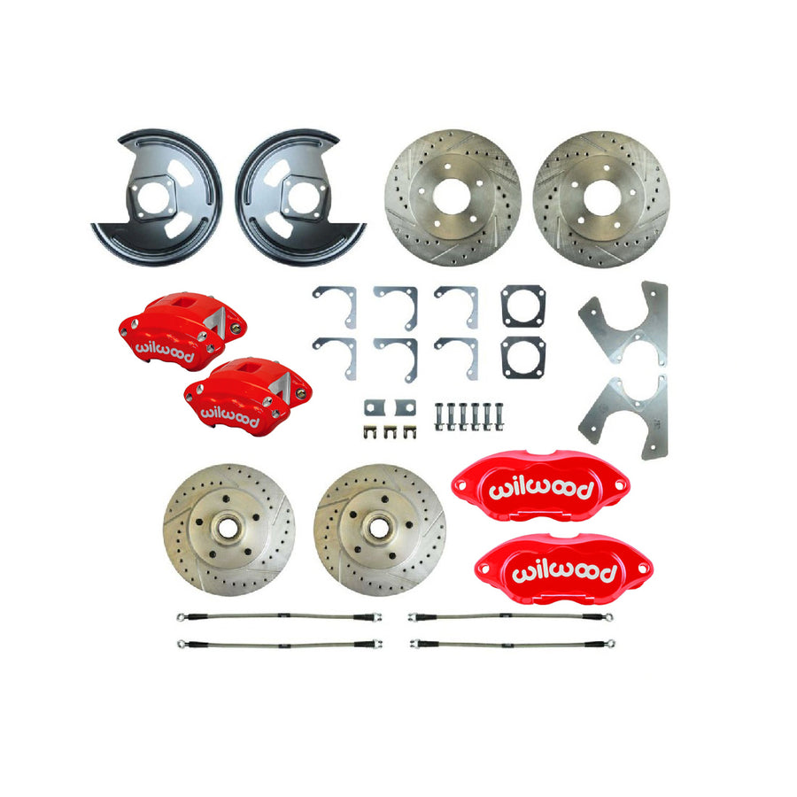 The Right Stuff 1973-77 GM A-Body Rear Brake Conversion Kit, W/Matching Front Rotors & Calipers - (A73RDM21Z)