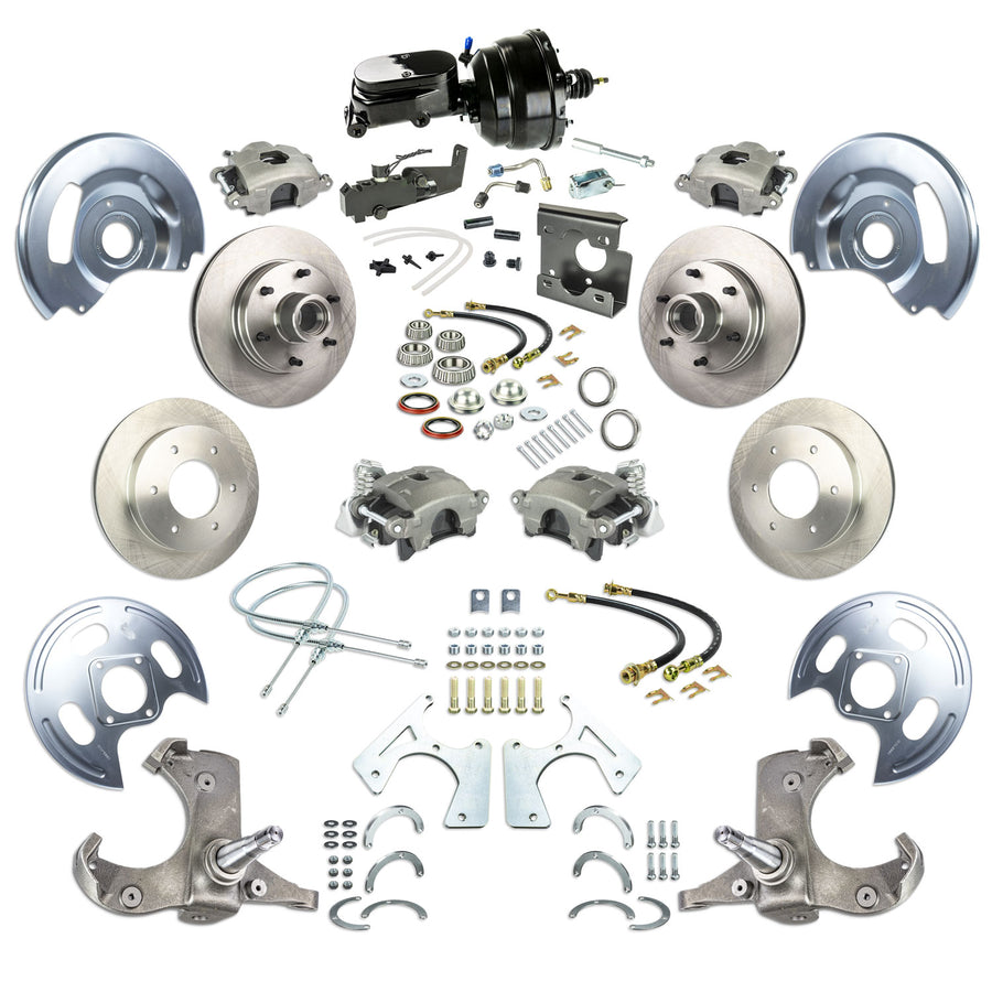 The Right Stuff 67-70 GM C10/C15 Truck/Suburban W/2WD, Power 4-Wheel Disc Brake Kit, Black Upper 6x5.5 Bolt Pattern - (TDC6756Y)