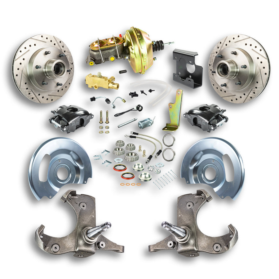The Right Stuff 67-70 Chevy C10/15 Truck/Suburban, Pwr Front Disc Brake Kit w/Black Calipers 6x5.5 Bolt Pattern - (TDC6726B)