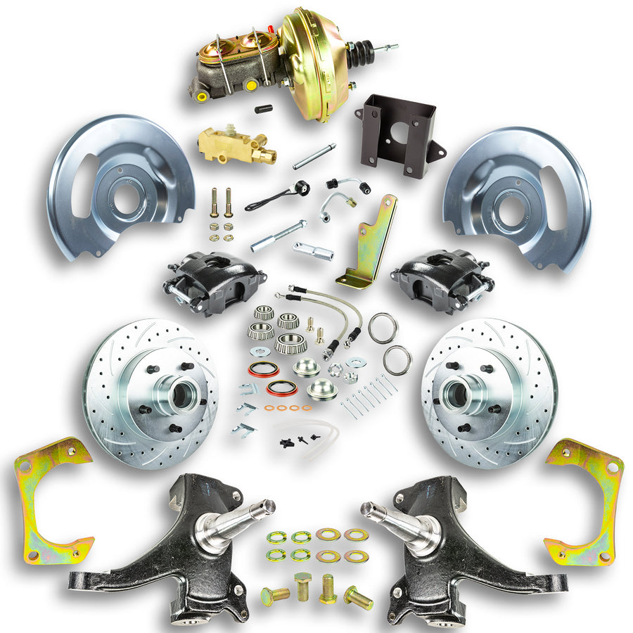 The Right Stuff 60-62 Chevy/GMC 2" Drop Black Show'N Go Power Front Disc Brake Conversion Kit 5x5 Bolt Pattern - (TDC6015DB)