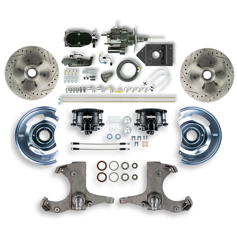 The Right Stuff 60-62 Chevy/GMC Truck/Sub, Black Hydraulic Brake Assist Front Disc Brake Conv Blk Calipers - (THB6016BY)