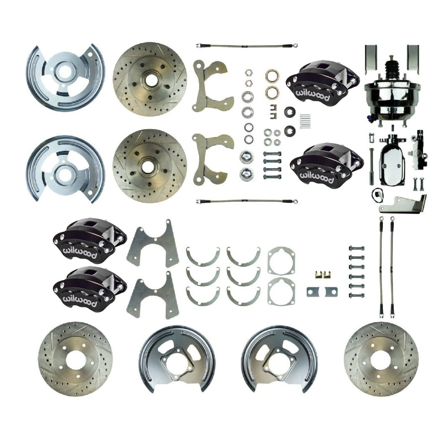 The Right Stuff 1955-58 Chevrolet Bel Air, 9" Booster, 4-Wheel Power Disc Brake Conversion Kit - (FSC564DCCSX)