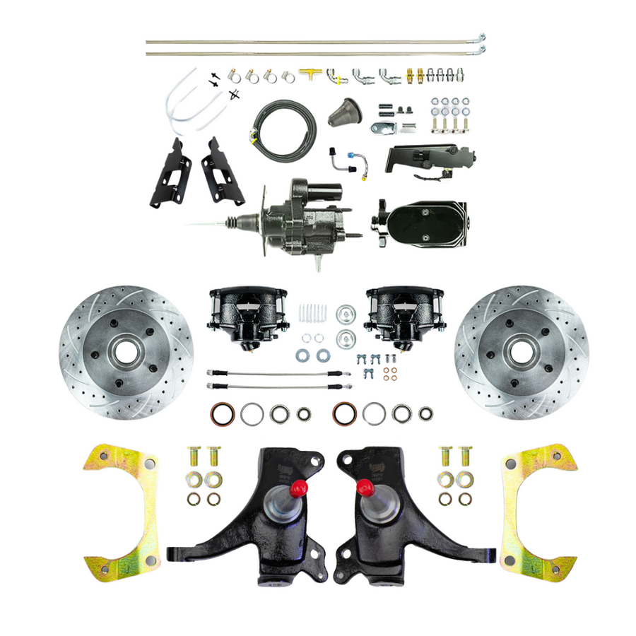 The Right Stuff 73-87 GM C10/15 Truck/Suburban 2" Drop Black Hydraulic Brake Assist Disc Kit Black Calipers - (THB7325DBY)