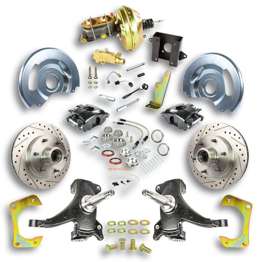 The Right Stuff 60-62 Chevy/GMC Truck/Sub 2" Drop, Power Front Disc Brake Black Calipers 6x5.5 Bolt Pattern - (TDC6016DB)