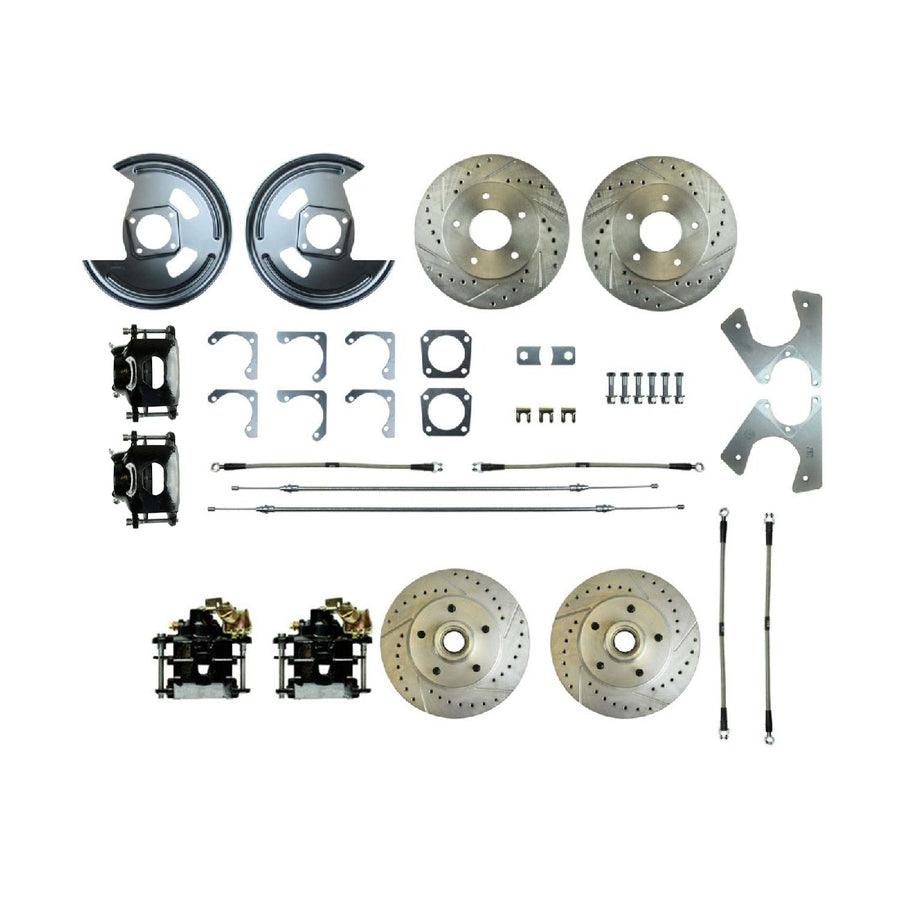 The Right Stuff 1975-77 Camaro, 4-Wheel W/Rear +2 Disc Brake Conversion Kit W/Black Calipers - (F75RD07S)