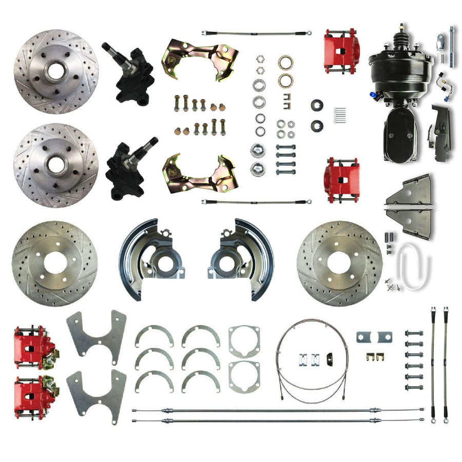 The Right Stuff 1967-74 GM A/F/X-Body, Staggered, 4- Wheel Power 2" Drop Disc Brake Conversion - (AFXDC45DZY)