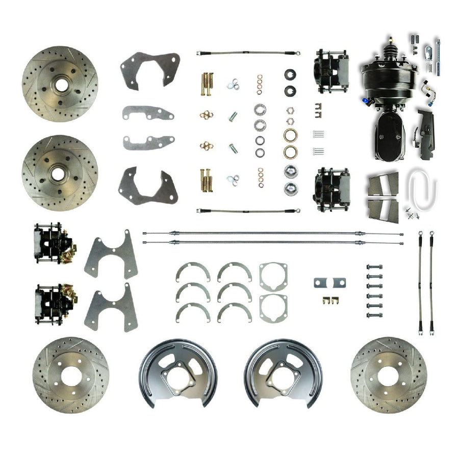 The Right Stuff 1965-68 Impala, 8" Black Booster, Power 4-Wheel Disc Brake Conversion Kit - (FSC654DCCSY)