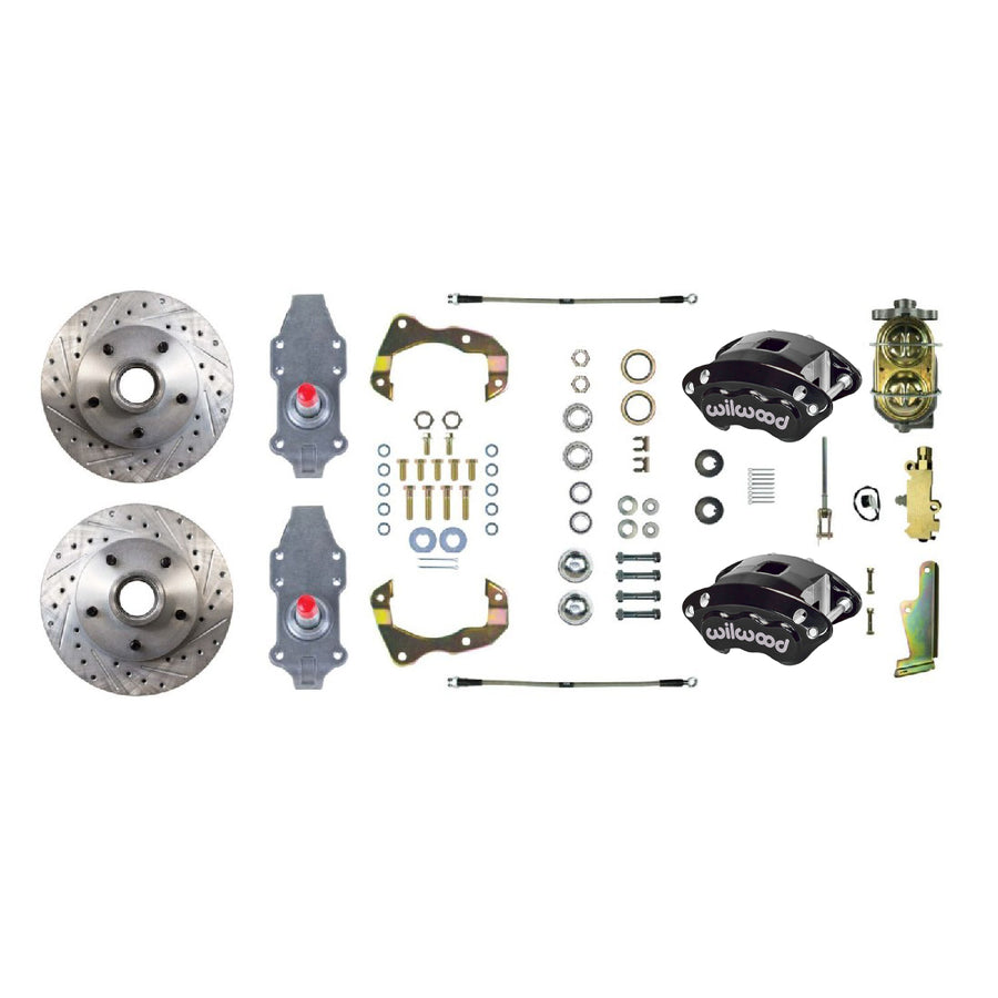 The Right Stuff 1955-58 Chevrolet Bel Air, 2" Drop, 4-Wheel Manual Disc Brake Conversion Kit - (FSC56SDDS)