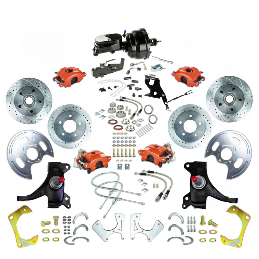The Right Stuff 71-72 GM C10/15 Truck/Sub 2" Drop Power 4-Wheel Disc Red Caliper Black Upper - (TDC7155DZY)