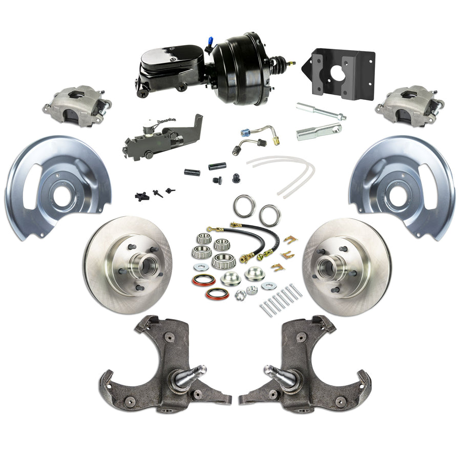 The Right Stuff 1960-1962 Chevy Truck/Suburban, Power Front Disc Brake Conversion Kit, Black Upper 5x5 Bolt Pattern - (TDC6015Y)