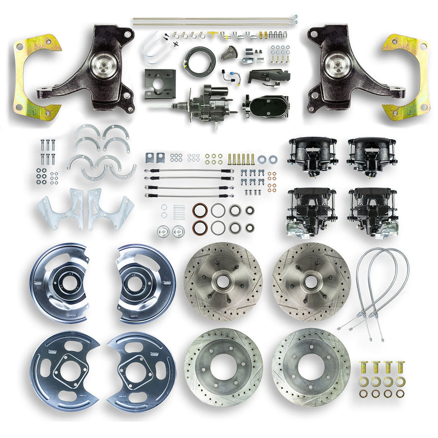 The Right Stuff 67-70 C10-15 Truck/Sub 2" Drop Black Hydraulic Brake Assist 4-Wheel Disc Conv Blk Calipers - (THB6756DBY)