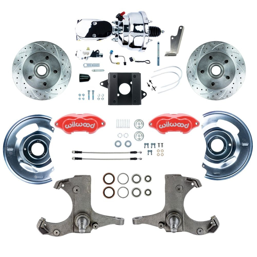 The Right Stuff 1960-62 Chevy/GMC Performance Series, Power Front Disc Brake Conversion Kit, Red Wilwood Calipers and Chrome Booster Master Assembly - (TDC6015ZXP)