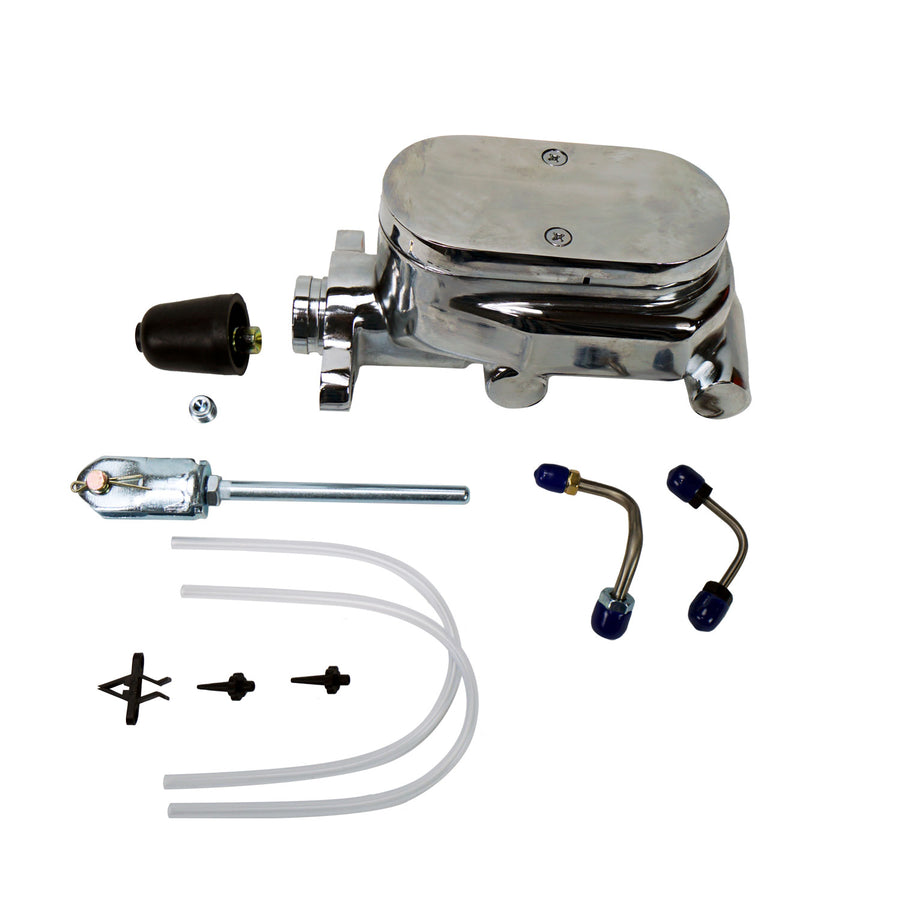 The Right Stuff Chrome 1 1/8" Bore Master Cylinder 4 port GM Truck style Valve Combo, Disc/Drum - (J5141)