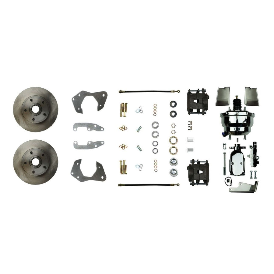 The Right Stuff 1965-68 Impala, 8" Chrome Booster, Power Front Disc Brake Conversion Kit - (FSC65DCCX)