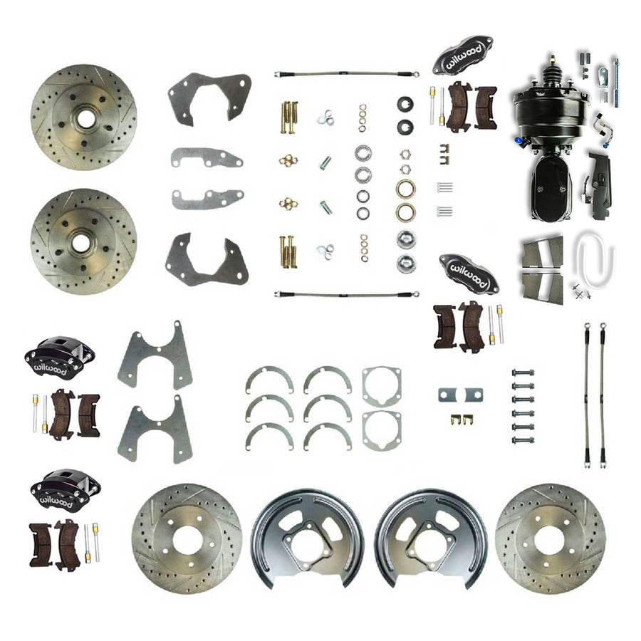 The Right Stuff 1965-68 Impala, 8"Booster, Performance 4-Wheel Power Disc Brake Conversion Kit - (FSC664DCCSY)