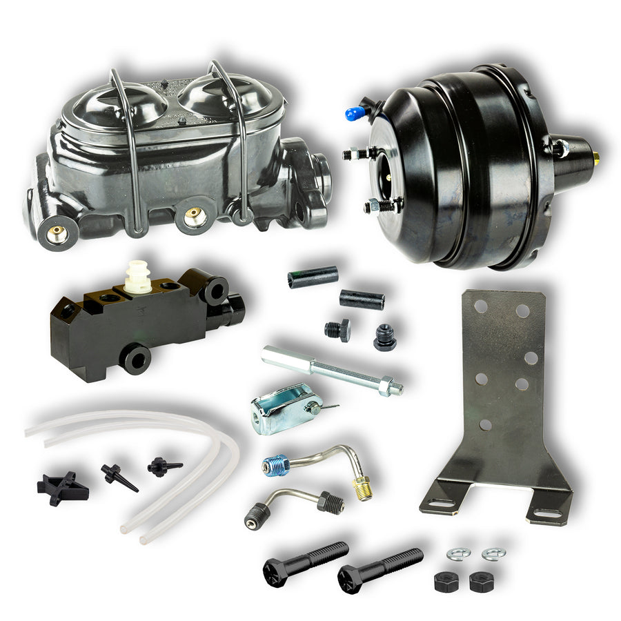 The Right Stuff Black Booster & Master Cylinder Combination Kit, Bottom Mounted Valve Disc/Disc - (B85311872B)