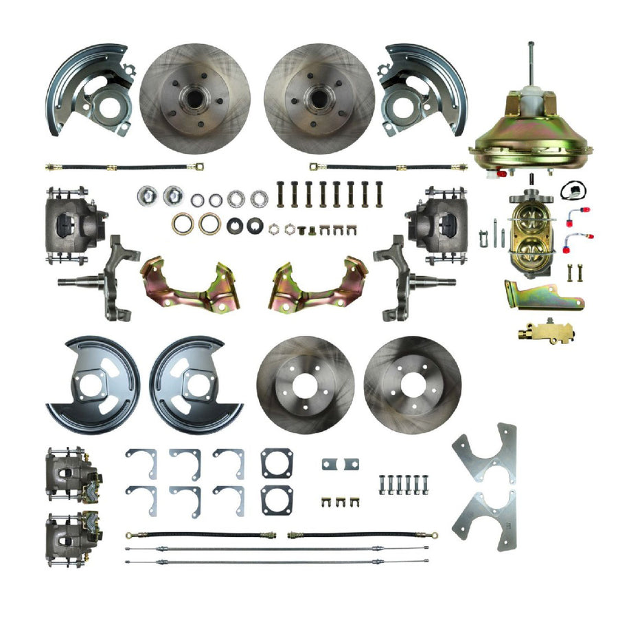 The Right Stuff 1967-69 GM F-Body Non-Staggered 4 Wheel Power 2" Drop Disc Brake Conversion - (AFXDC42D)