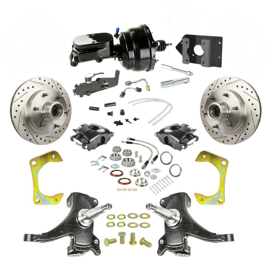The Right Stuff 60-62 Chevy/GMC Truck/Sub 2" Drop, Power Front Disc Kit Blk Calipers Blk Upper 6x5.5 Bolt Pattern - (TDC6016DBY)