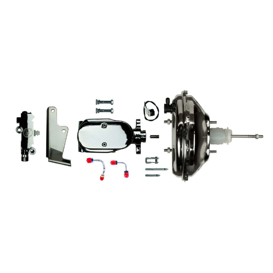 The Right Stuff 1967-72 GM A/F-Body Complete Upper Assembly with Chrome 11" Brake Booster, Master Cylinder and Proportioning Valve, Disc/Drum - (J10035171)