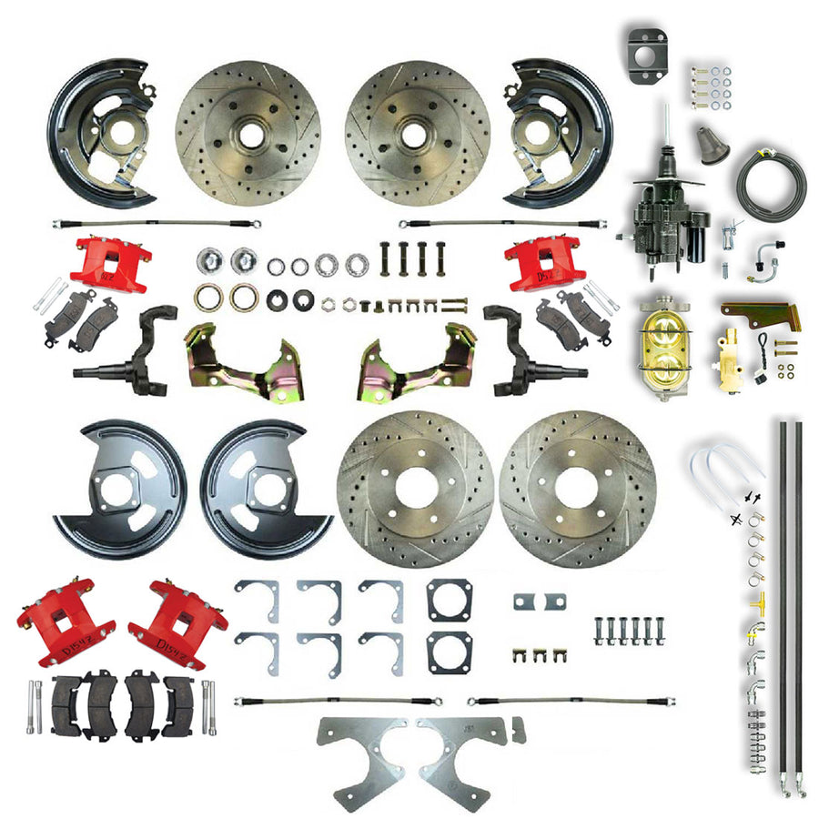 The Right Stuff 67-69 GM F-Body Non-Staggered 4 Wheel Hydraulic Brake Assist Disc Brake Conversion Kit - (AFXHB22CZ)