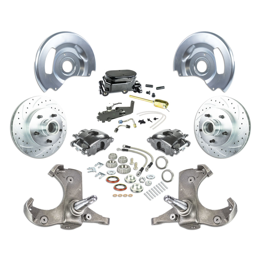 The Right Stuff 63-70 Chevy/GMC Truck & Sub Manual Front Disc Brake Kit, Blk Calipers Blk Uppers - (TSD6315BY)