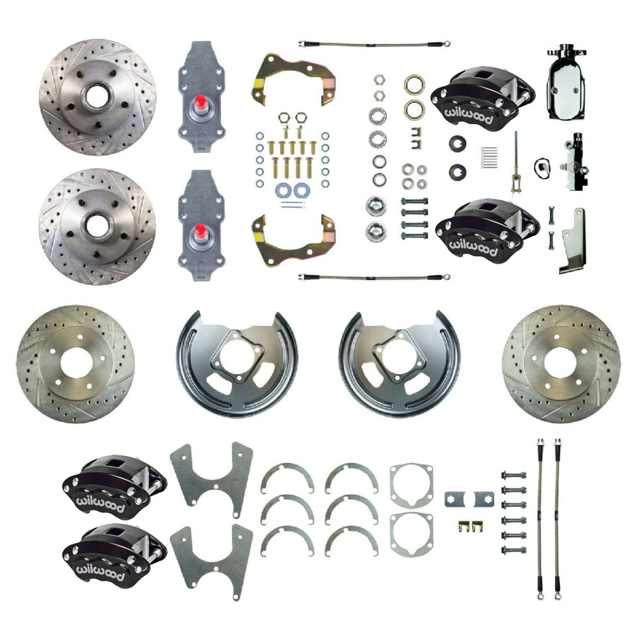 The Right Stuff 1955-64 Chevrolet Bel Air, 2" Drop, 4-Wheel Manual Disc Brake Conversion Kit - (FSC564SDDSX)
