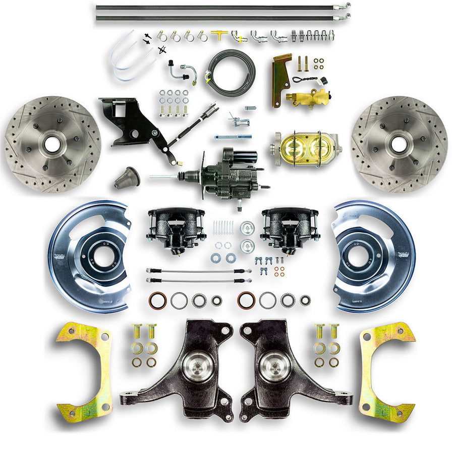 The Right Stuff 67-70 GM C10/C15 Truck/Suburban 2" Drop Hydraulic Brake Assist Disc Brake Conv Blk Calipers - (THB6726DB)