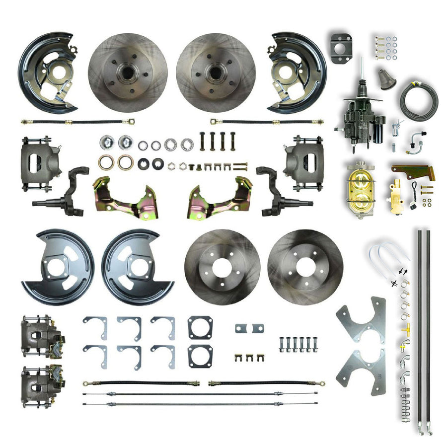 The Right Stuff 1967-74 GM A/F/X-Body, Staggered, 4- Wheel Hydraulic Brake Assist 2" Drop Disc Brake Conv - (AFXHB45D)