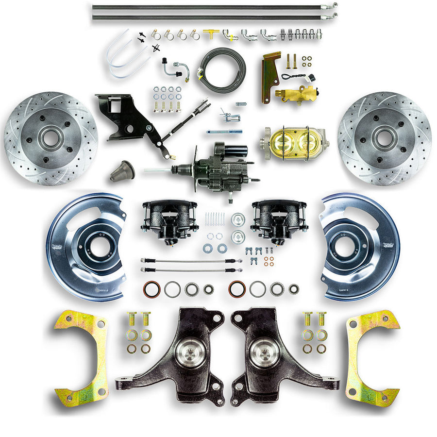 The Right Stuff 67-70 GM C10-15 Truck/Suburban 2" Drop, Power Hydraulic Brake Assist Disc Conv Blk Calipers - (THB6725DB)