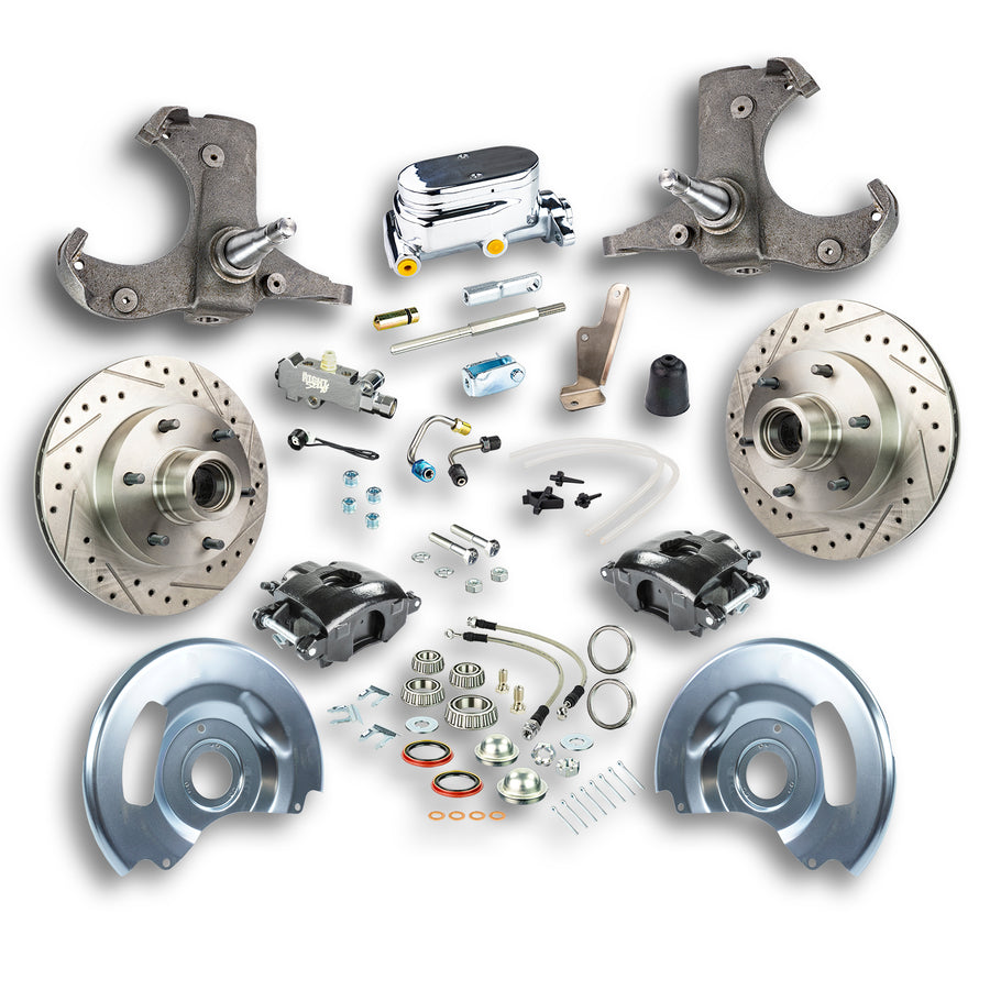 The Right Stuff 60-62 Chev/GMC Truck & Suburban, Std Front Disc Brakes Blk Calipers Chrome Upper - (TSD6016BX)