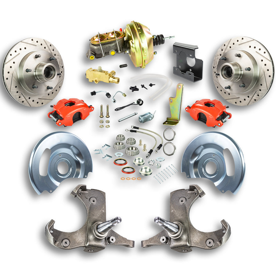 The Right Stuff 67-70 Chevy C10/15 Truck/Suburban, Power Front Disc Brake Kit w/Red Calipers 6x5.5 Bolt Pattern - (TDC6726Z)