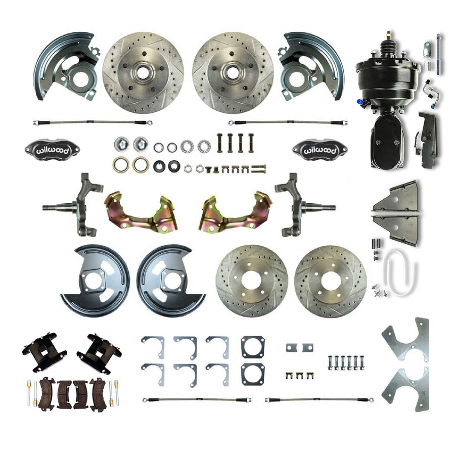 The Right Stuff 67-69 GM F-Body Non-Staggered 4 Wheel Power 2" Drop Disc Brake Conversion Kit - (AFXDC22DSY)