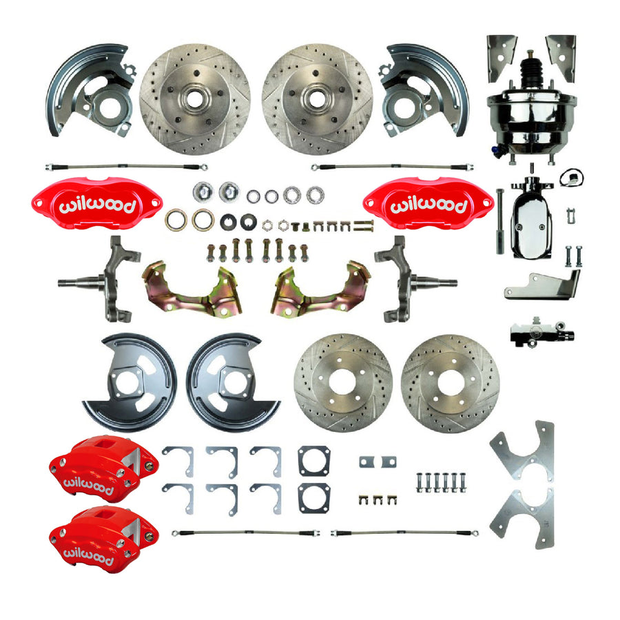 The Right Stuff 67-69 GM F-Body Non-Staggered 4 Wheel Power 2" Drop Disc Brake Conversion Kit - (AFXDC22DZX)