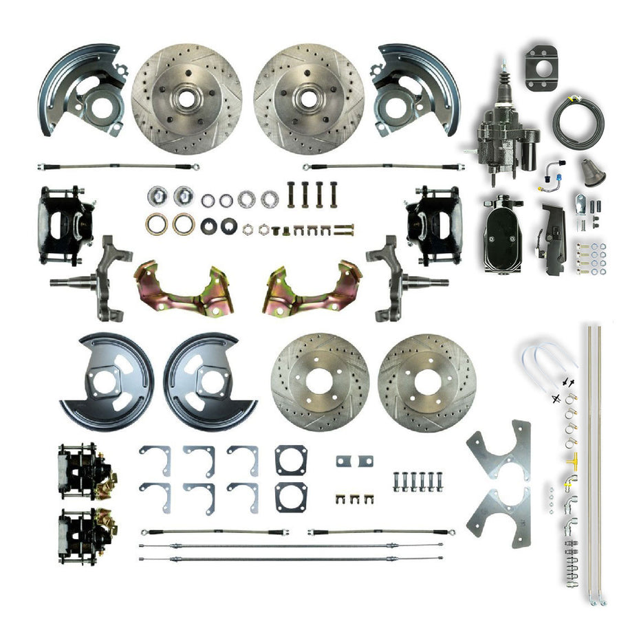 The Right Stuff 67-69 F-Body Non-Stag 4 Wheel Black Hydraulic Brake Assist 2"Drop Disc Brakes Blk Calipers - (AFXHB42DSY)