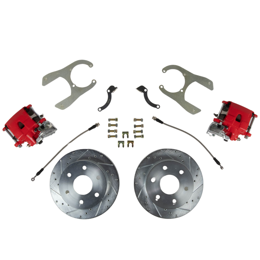 The Right Stuff 1988-98 Chevy/GMC K1500 Rear Disc Brake Conversion, Red Calipers 6 Lug 10" Drum - (TRD8860Z)