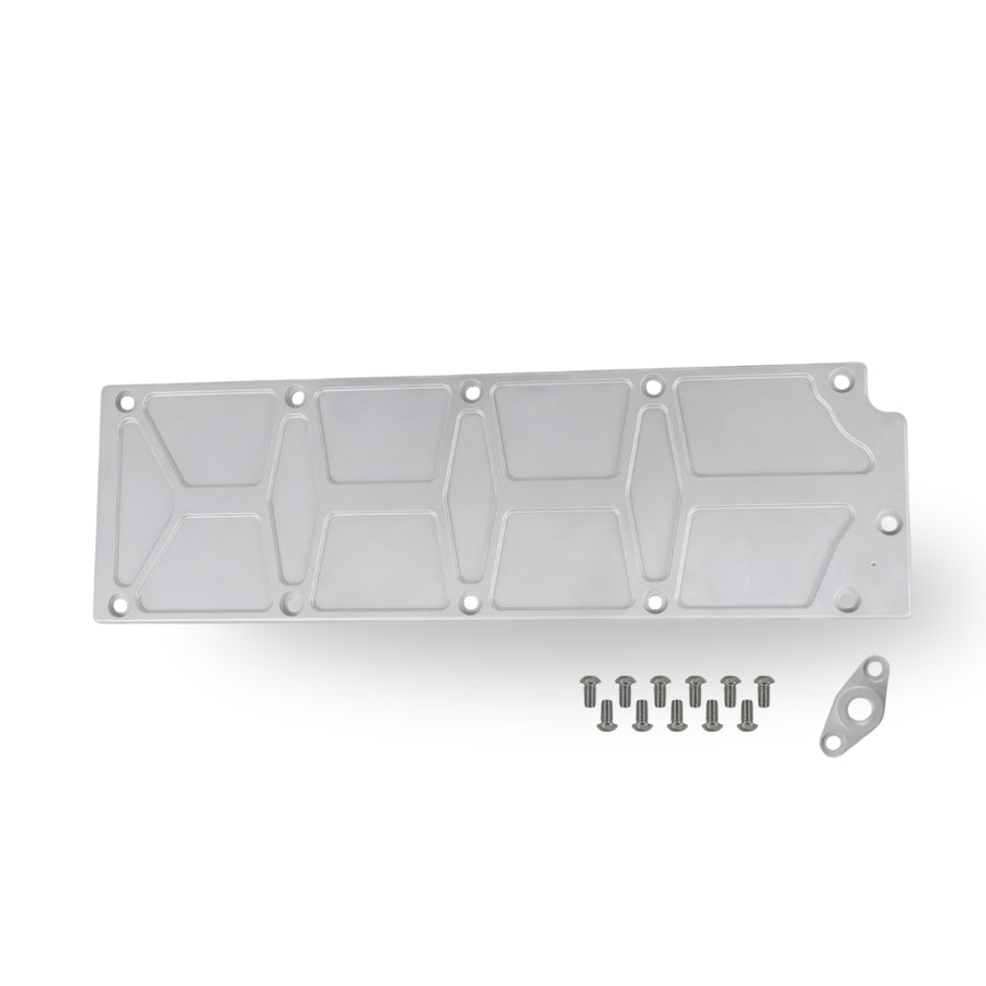 The Right Stuff Gen 4 LS Valley Cover with the Oil Pressure Sensor Adapter, Pocketed, Satin Finish - (G4LSVCP2-S-K)