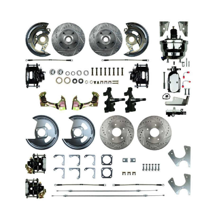 The Right Stuff 1967-74 GM A/F/X-Body, Staggered, 4- Wheel Power 2" Drop Disc Brake Conversion - (AFXDC45DSX)