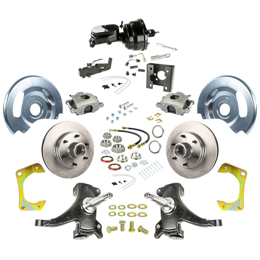 The Right Stuff 63-66 Chevy/GMC Truck/Suburban, 2" Drop, Power Front Disc Brake Kit, Black Upper 6x5.5 Bolt Pattern - (TDC6326DY)