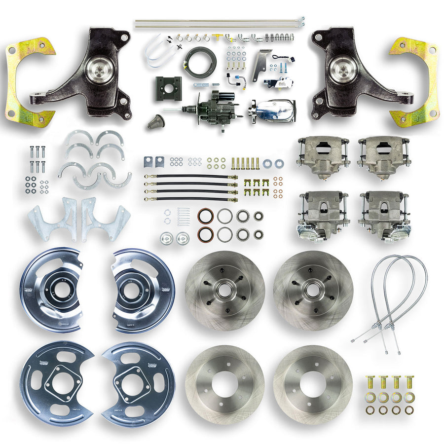 The Right Stuff 1963-66 GM C10/C15 Truck/Suburban 2" Drop Chrome Hydraulic Brake Assist 4-Wheel Disc Conv - (THB6356DX)