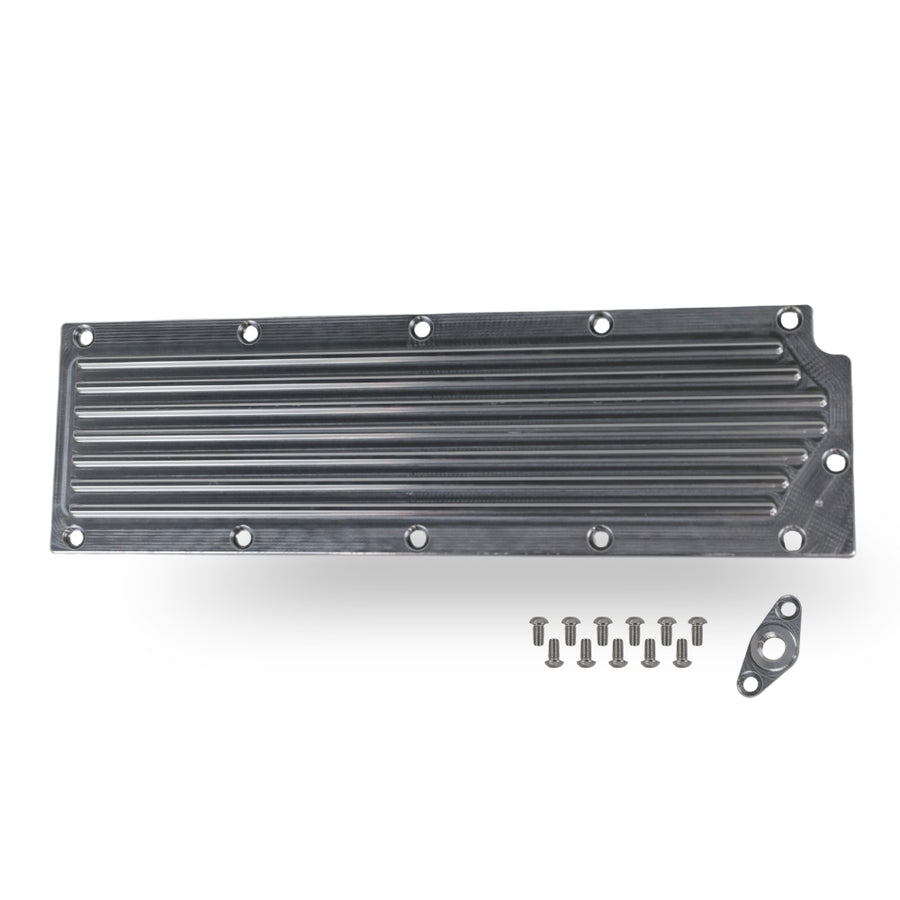 The Right Stuff Gen 4 LS Valley Cover with Oil Pressure Sensor Adapter, Finned, Natural Machined - (G4LSVCF2-K)