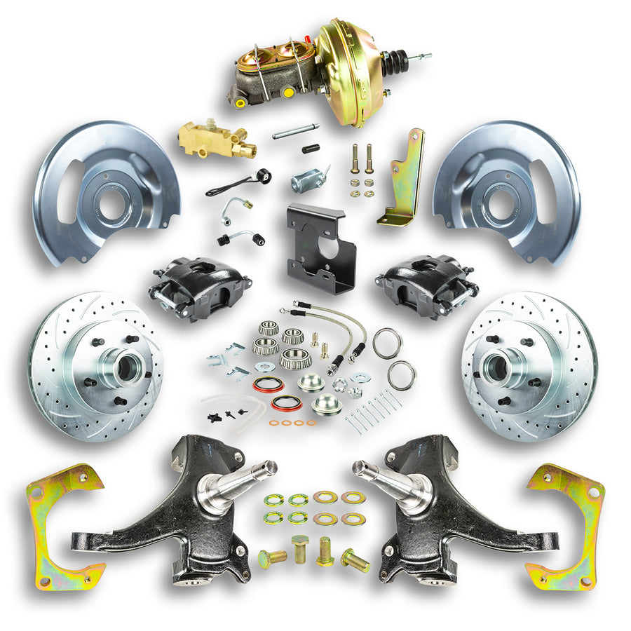 The Right Stuff 67-70 Chevy C10/15 Truck/Sub, 2" Drop, Pwr Front Disc Brake Kit, Blk Calipers 5x5 Bolt Pattern - (TDC6725DB)