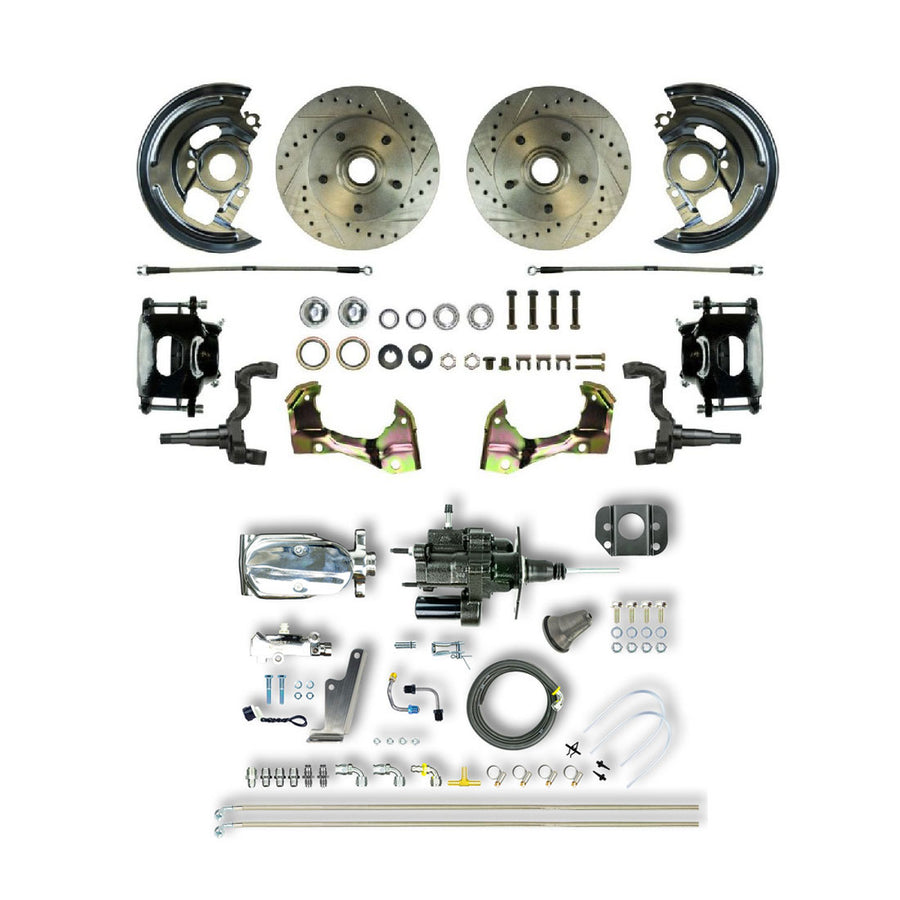 The Right Stuff 1964-1972 Chevelle/GM A-Body Chrome Hydraulic Brake Assist Disc Brake Conv Kit Blk Calipers - (AFXHB01CSX)