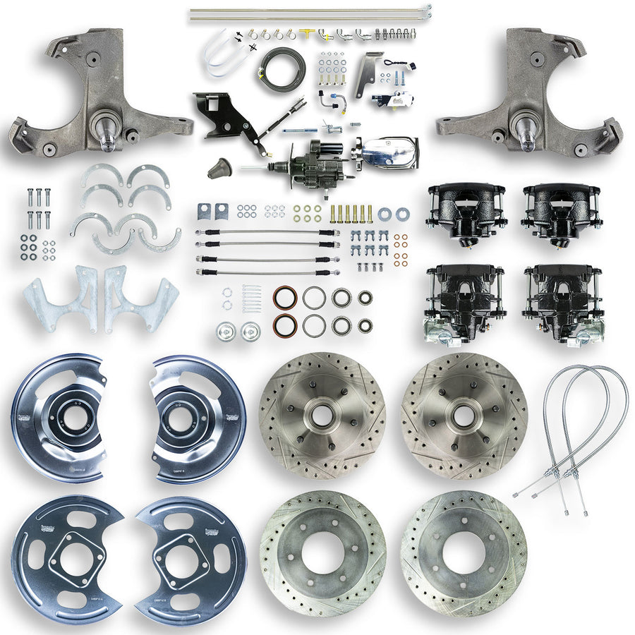 The Right Stuff 67-70 GM C10/C15 Truck/Sub 2WD 4-Wheel Chrome Hydraulic Brake Assist Disc Conv Blk Calipers - (THB6756BX)