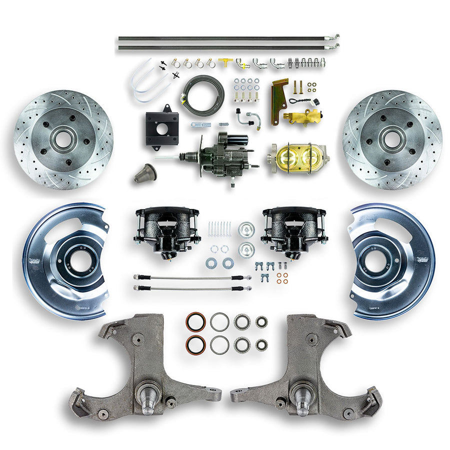 The Right Stuff 60-62 Chevrolet/GMC Truck/Suburban Hydraulic Brake Assist Front Disc Brake Kit Blk Calipers - (THB6015B)