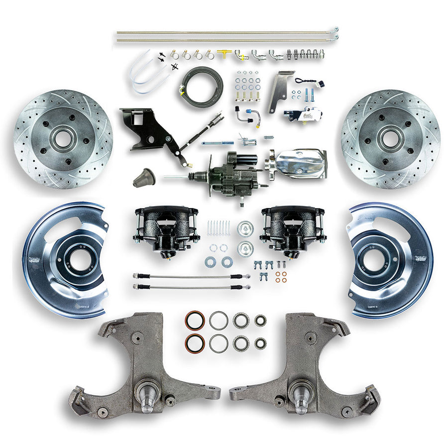The Right Stuff 1967-70 GM C10/C15 Truck/Suburban 2WD, Chrome Hydraulic Brake Assist Disc Conv Blk Calipers - (THB6725BX)