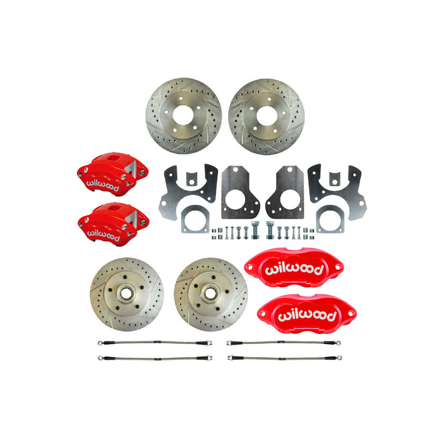 The Right Stuff 1982-87 Camaro, 4-Wheel W/Rear +2 Disc Brake Conversion Kit W/Red Calipers - (F82RDM278Z)