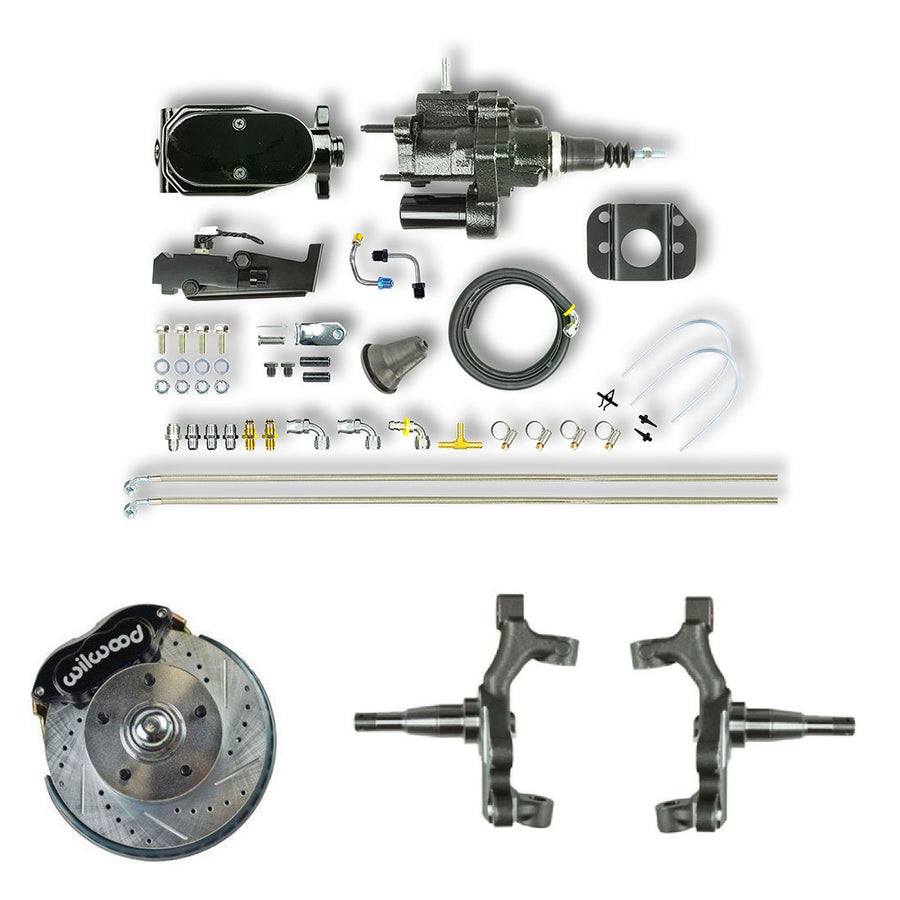 The Right Stuff 64-74 GM A/F/X Body 2" Drop Front Black Hydraulic Brake Assist Disc Brake Kit Blk Calipers - (AFXHB32DSY)
