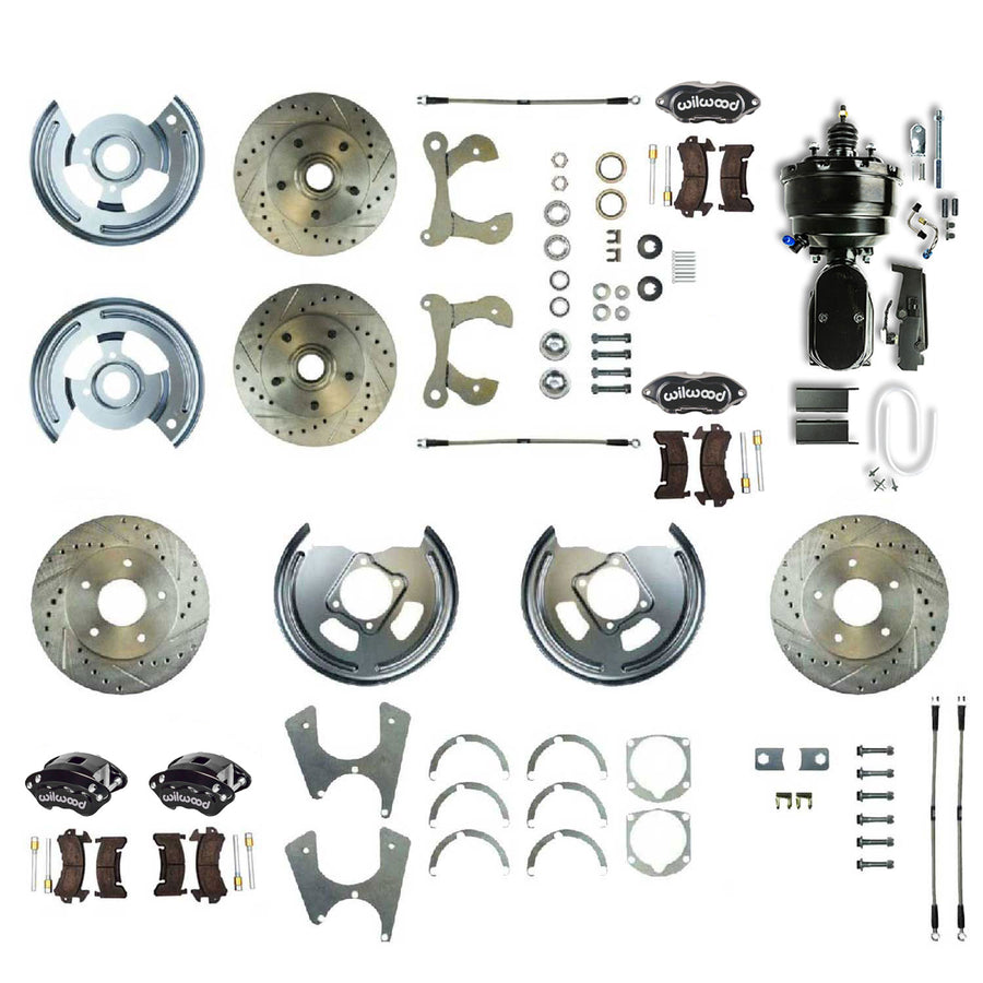 The Right Stuff 1955-58 Chevrolet Bel Air, 9" Booster, 4-Wheel Power Disc Brake Conversion Kit - (FSC564DCCSY)
